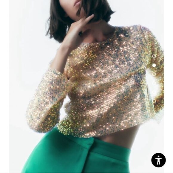 Zara blogger favorite iridescent semi sheer crop top - Picture 7 of 9